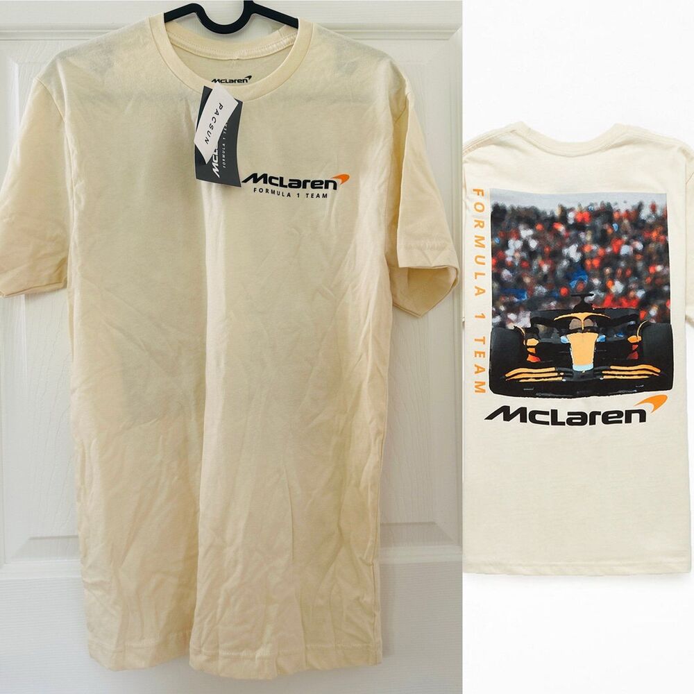NEW Pacsun F1 Formula 1 McLaren Cream TShirt Top, size Men’s Small
